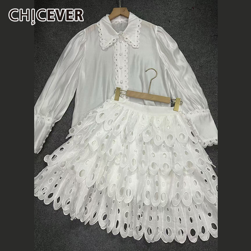 Winter Wear Clothes - CHICEVER однотонная ажурная юбка, костюм для