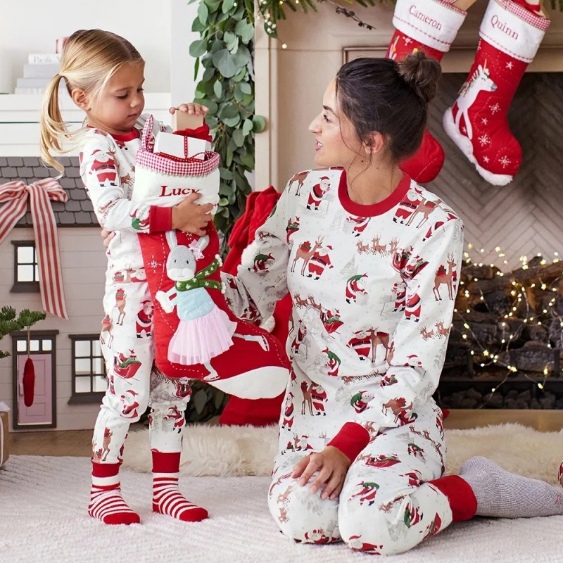 Winter Clothing Looks - Рождественские семейные пижамы с принтом Санта-Клауса,