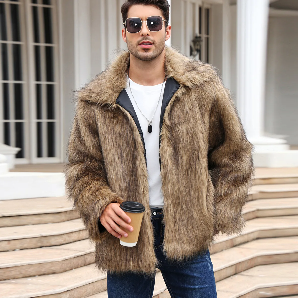 Winter Clothing Matching - Мужская куртка из искусственного лисьего меха,